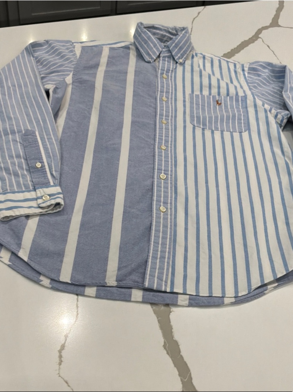 Blue Tag Ralph Lauren Medium Light Blue White Striped ButtonUp Shirt